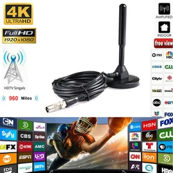 Frete grátis 4k hd tv antena de alto ganho dtv digital 28db tv antena 1180 mijl interior signaal ontvanger voor hdtv antena um