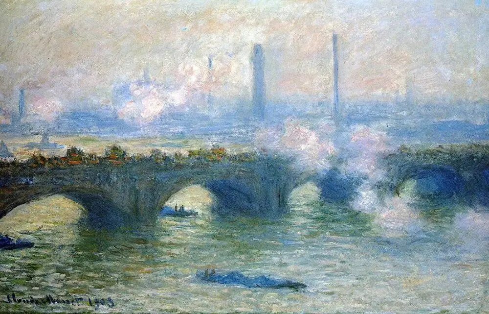 Hand Painted Canvas Oil Paintings Waterloo Bridge, 1903 by Claude Monet Wall Art Reproduction for Home, Office,Hotel Decoration