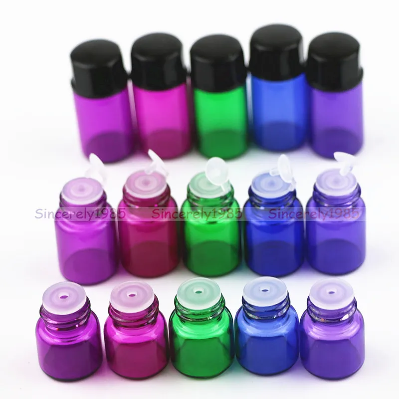 

30x 50X 100X 1ml 2ml 3ml 5ml Amber MIX Color Glass Essential Oils Bottles Orifice Reducer cap lid Perfume Sample Mini Size Vials