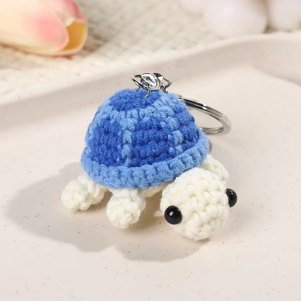 Adorable Handmade Crocheted Turtle Keychain, Cute Plush Toy