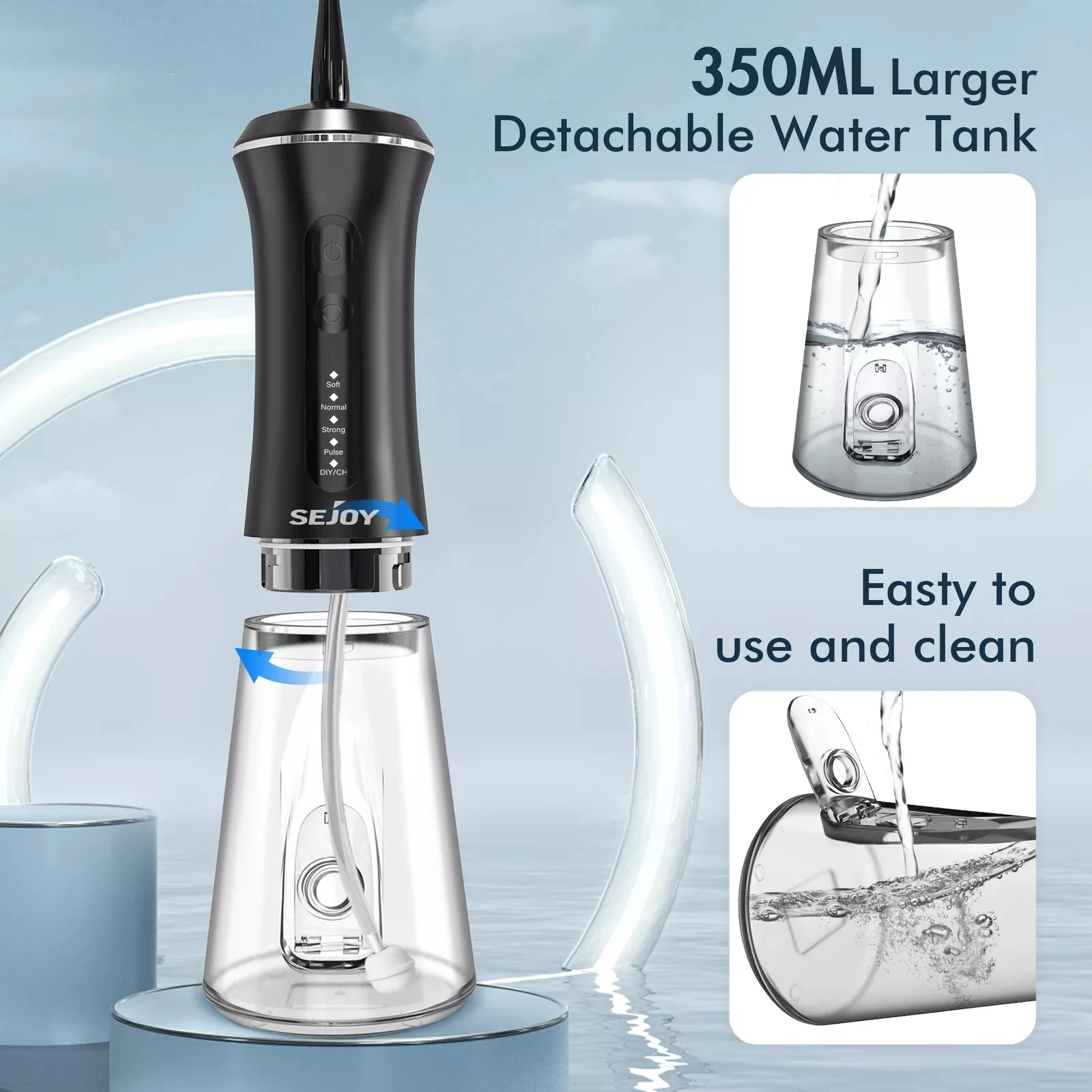 SEJOY C12 Dental Water Flosser Oral Irrigator USB Rechargeable Teeth Cleaner Portable 5 Modes IPX7 Mouth Washing Machine