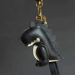 Handmade Leather Little Dinosaur Bag Charm Key Chain Key Ring