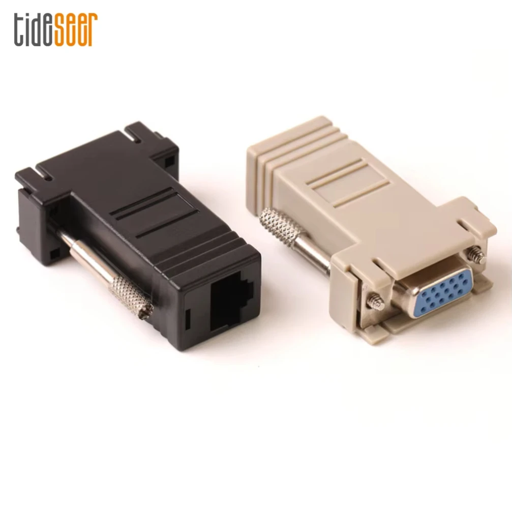 100pcs 15Pin VGA Extender Male Female To LAN CAT5 CAT6 RJ45 Female Connector Network Ethernet Cable Adapter Converter