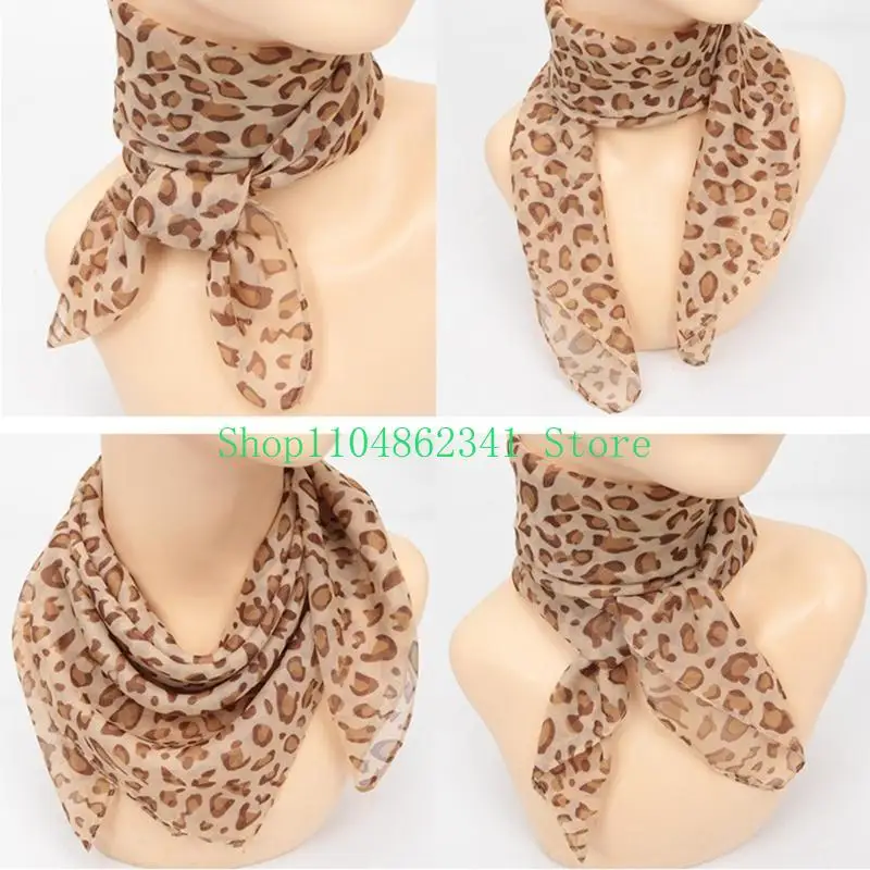 5asd Stylish Leopard Pattern Silk Imitation Scarf Fashion Neckerchief Enhancing Look