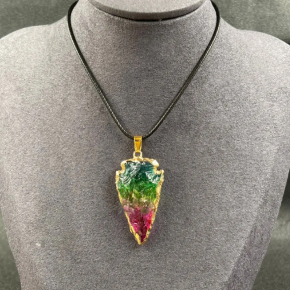 

1pc Colorful Stone DIY Pendant Necklace Triangle Charm Jewelry Supplies Craft Decor Lightweight Portable Durability
