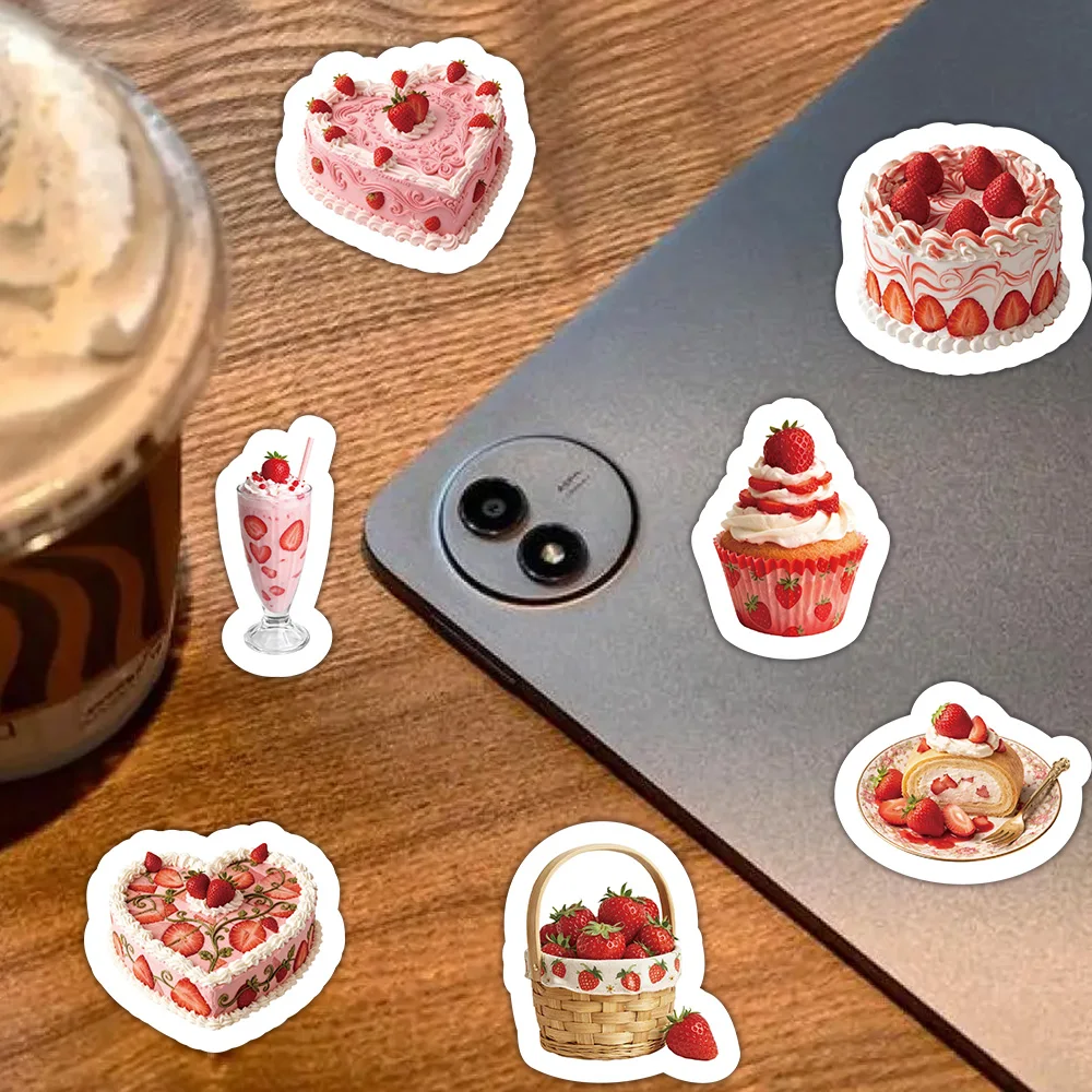 

102pcs Strawberry Dessert Stickers, Cute Pink Cake & Pastry Decals for Scrapbooking, Kawaii Food Aesthetic Stickers for Journal