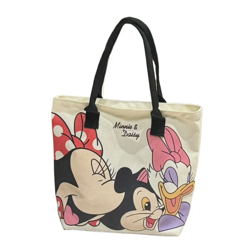 

Холщовая большая сумка с Микки Маусом Disney для женщин и девочек, большая вместительная сумка на плечо, повседневная сумка для покупок, пляжная школьная сумка для колледжа