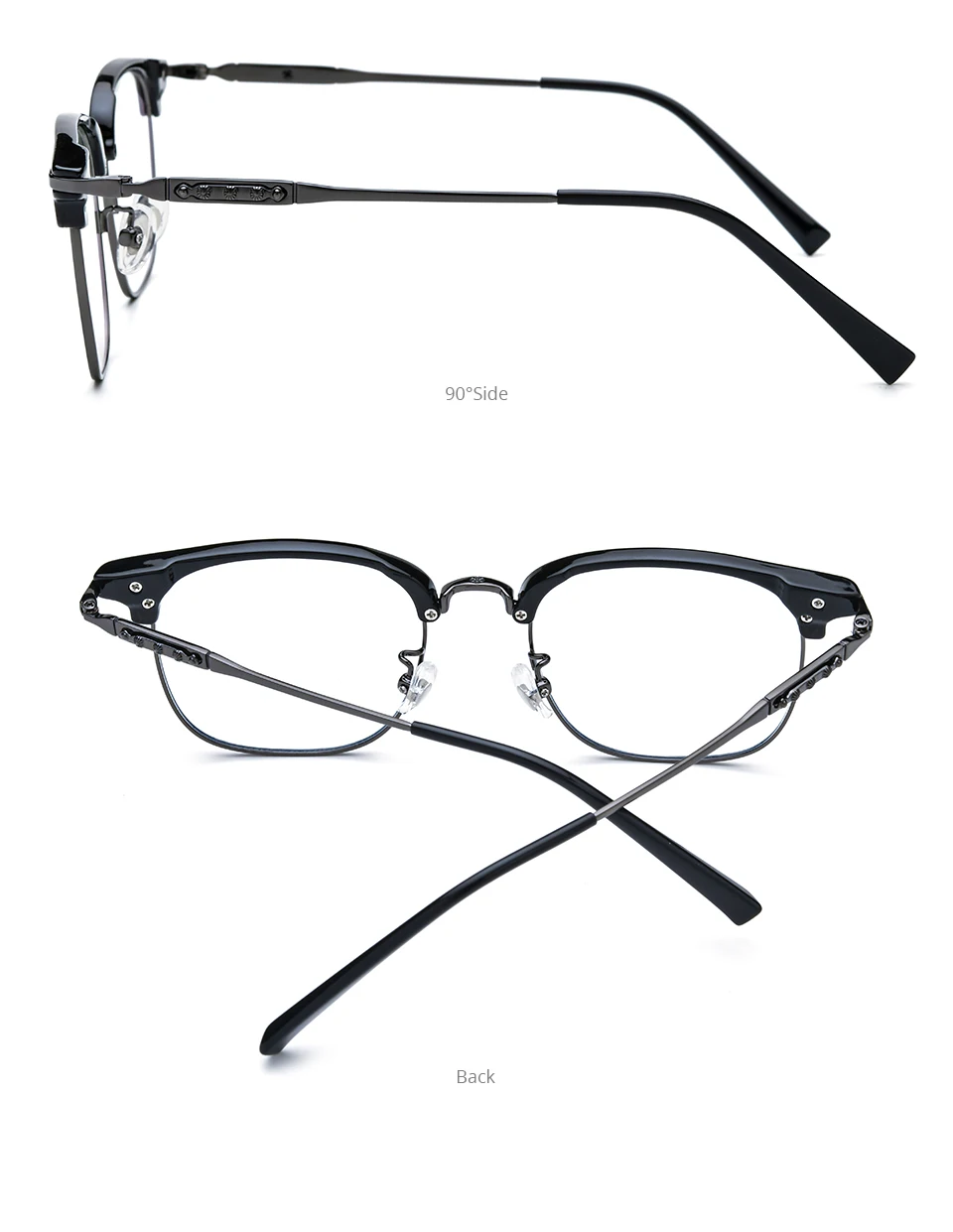 NIANZHEN Titan Legierung Brillen Rahmen Männer Platz Marke Design Gläser Frauen Ultraleicht-Gewicht Retro Brillen Brillen 0062 – Detail 5