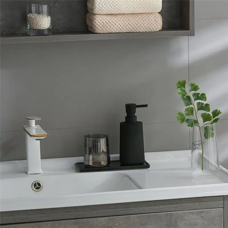 BAAG-Hand Soap Dispenser Small For Bathroom And Kitchen, Modern Farmhouse Striped Style Plastic Plasticsoap Dispenser Dish