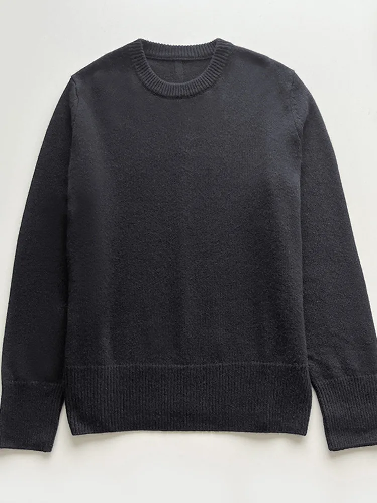 

Black Stretch Sweater Women Wool Cashmere Blend Long Sleeve Simple Female Jumper 2025 Autumn Winter