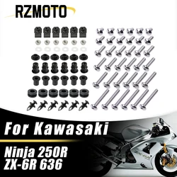 Silver Fairing Bolt Kit For For Kawasaki Ninja 250R Ninja250R 2008-2012 ZX-6R ZX 6R ZX6R 636 1998-2012 Fastener Clips Screw