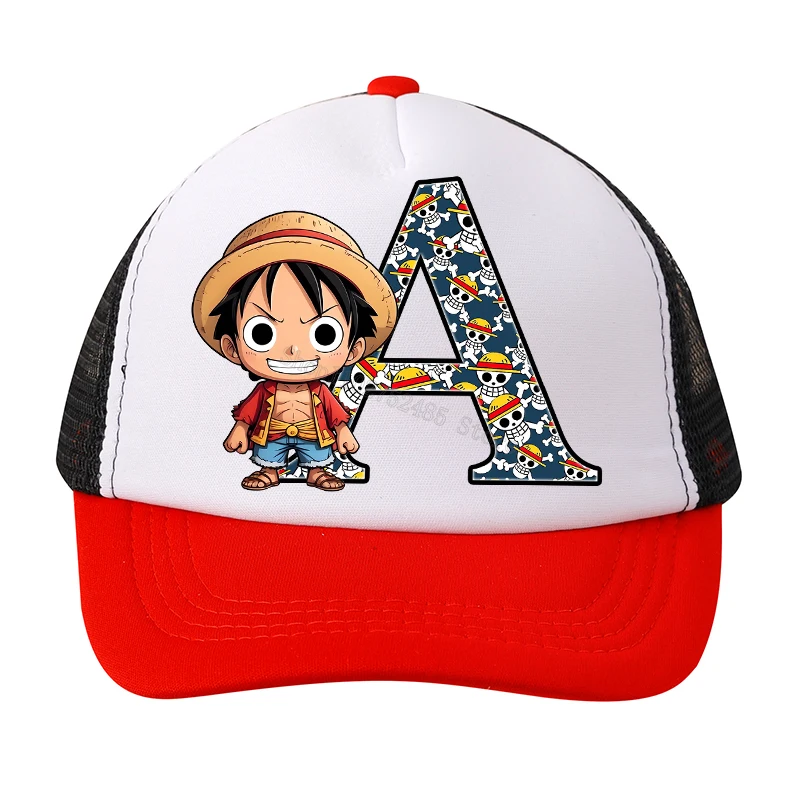 

Cartoon Anime One-pieces Letter A-Z Print Baseball Caps for Kids Adult Hat Parent-child Headgear Summer Casquette Peaked Cap