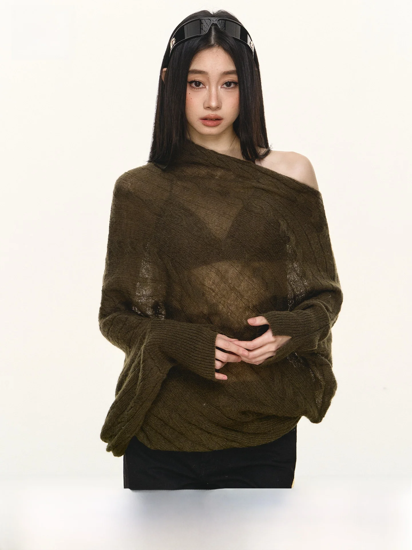 

Новинка: женская футболка Anna Aneae, повседневная, свободного кроя, с открытыми плечами, в стиле «Hot Girl Pure Desire», весенняя коллекция