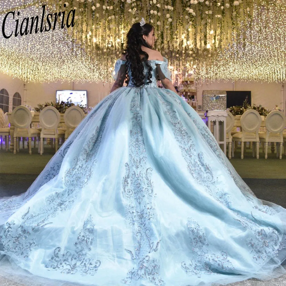 Vestidos Quinceanera azuis vintage com apliques de renda, Doce 16 Vestidos de Aniversário, Feitos Sob Medida, 15 Anos