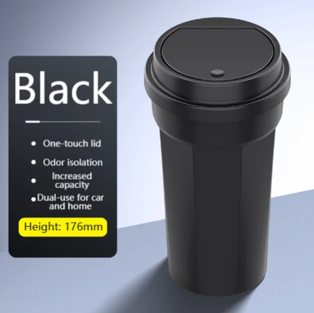 Compact Waterproof For Car Waste Container with Lid Leak Proof Press Open Cover for Use in For Car Cup Holders and Home Desks
