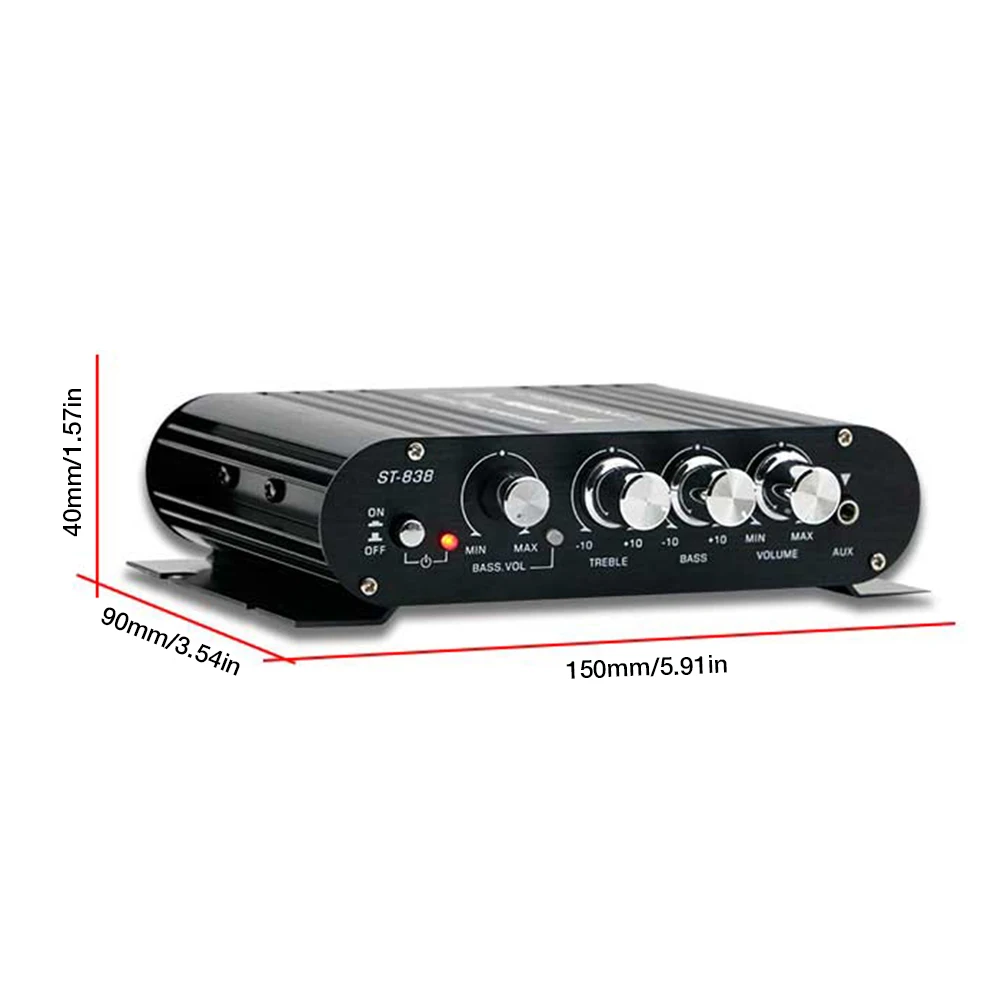 ST-838 HiFi 2.1 قناة مكبر كهربائي 80 واط * 2 ستيريو باس الصوت أمبير مشغل الوسائط الصغيرة مضخم الصوت سيارة المنزل أمبير