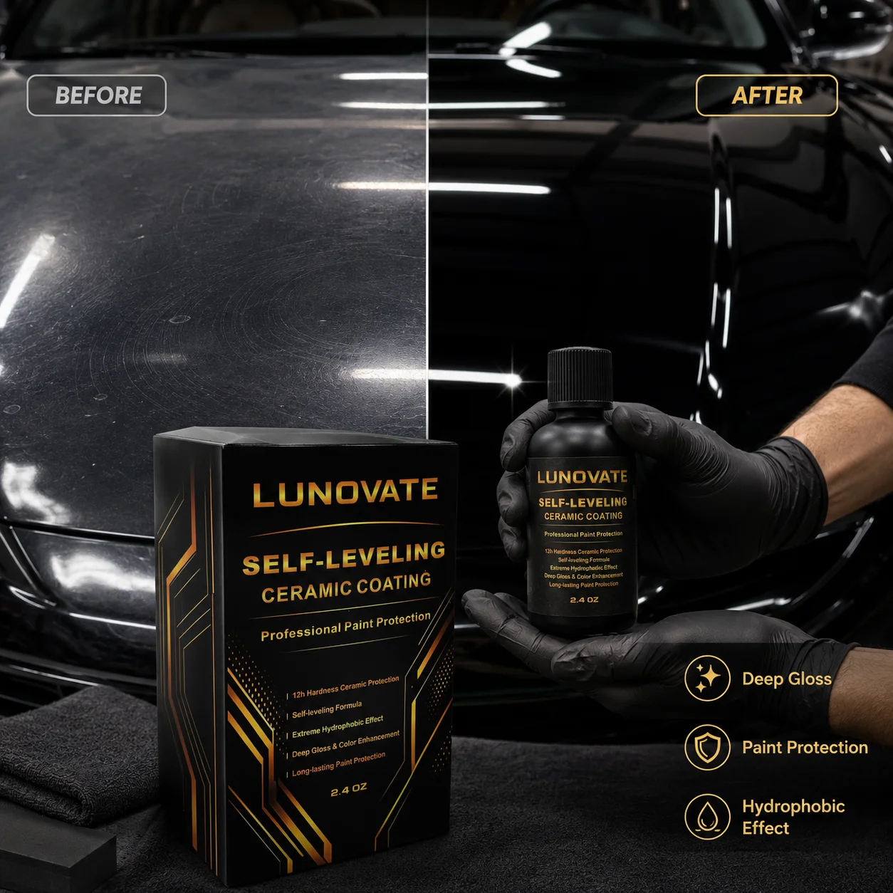 LUNOVATE 2.4Oz 9H Nano Ceramic - Car Ceramic Coating Kit 9H review and price