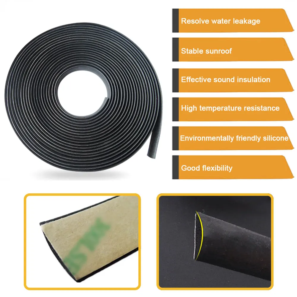 Car Sunroof Waterproof Seal Strip Sunroof Seal Protector Sticker For Car Windshield Roof Rubber Sealing Strips Car Accessories