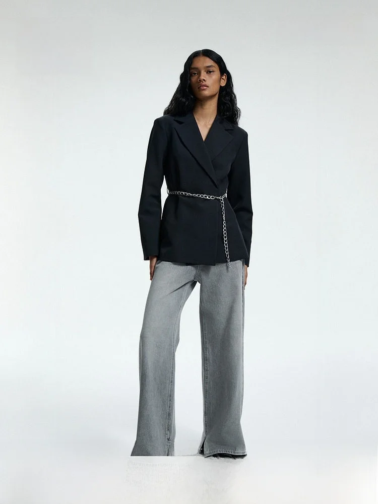 H&M Women's Casual Style Suit with Belt Commuting Professional Outerwear Autumn 2025 Polyester Fiber Spandex Fiber