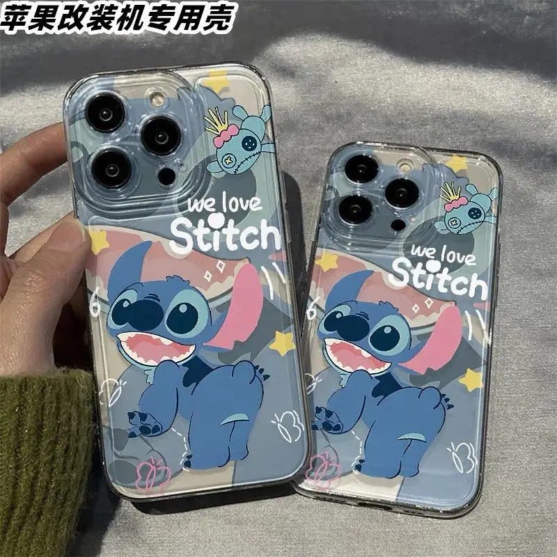 Transparent Disney Stitch Cute Case For Samsung Galaxy A55 5G A34 A35 A32 S23 Ultra S24 Note 20 A54 A13 Cover Funda