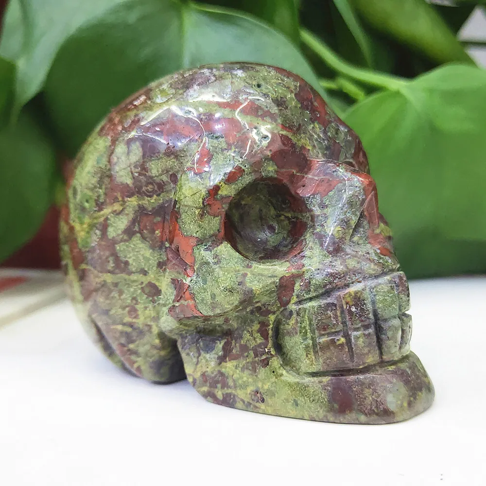 

Crystal Skull Natural Dragon Blood Stone Hand Carved Quartz Cranium Gemstone Healing 2inch/3inch