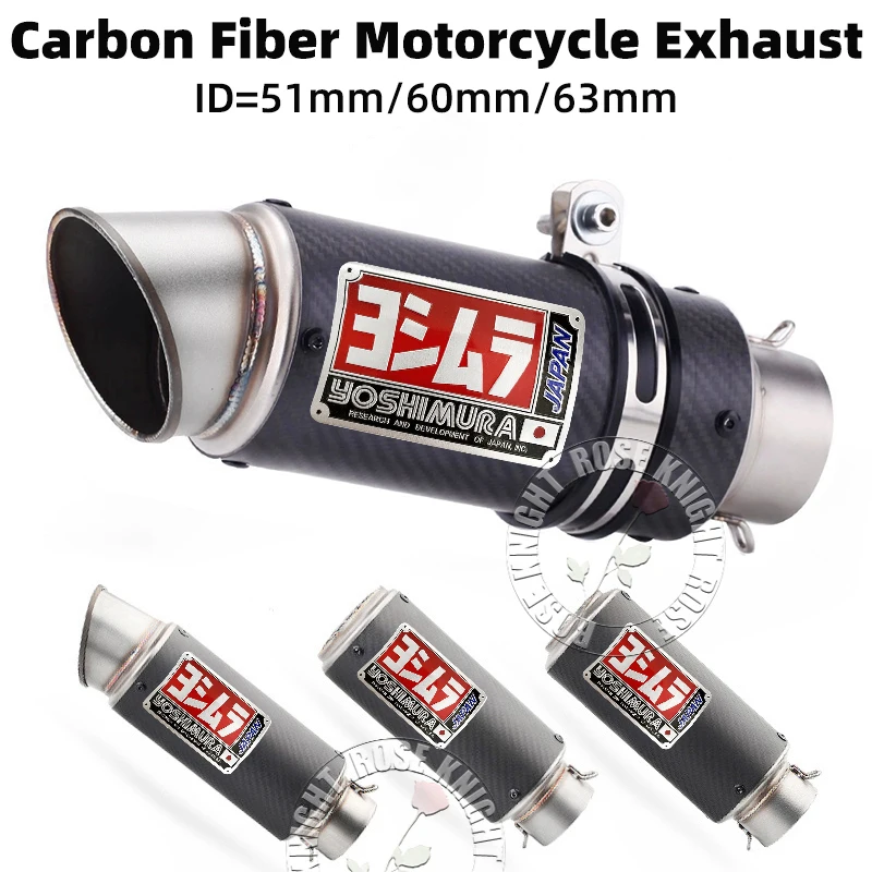 

51mm 60mm Carbon Fiber Motorcycle Yoshimura Exhaust Muffler Escape for Honda Kawasaki Yamaha Suzuki Exhaust Modified Parts