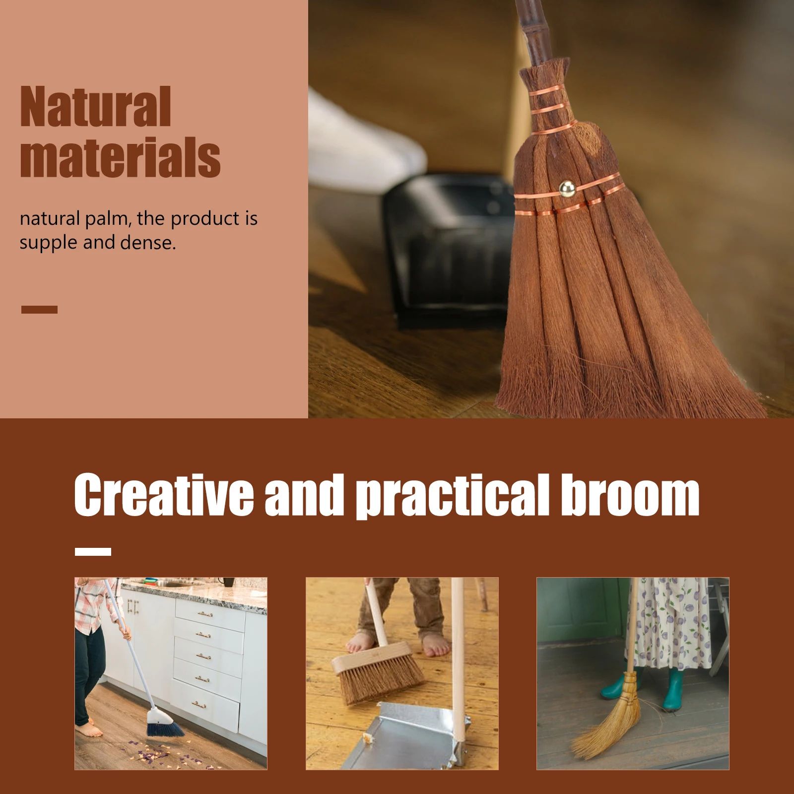 

Children's Broom 59-15CM Safe High-Quality Lightweight Compact Environmental Natural Hanging Rope Sweeper Manual Cleaning