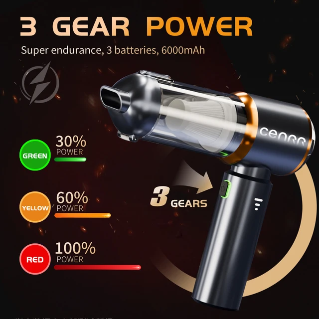 CENRR Mini Car Vacuum Cleaner Cordless Powerful Wireless Car Cleaner HandHeld Portable Vacuum Cleaner Cleaning Machine 2