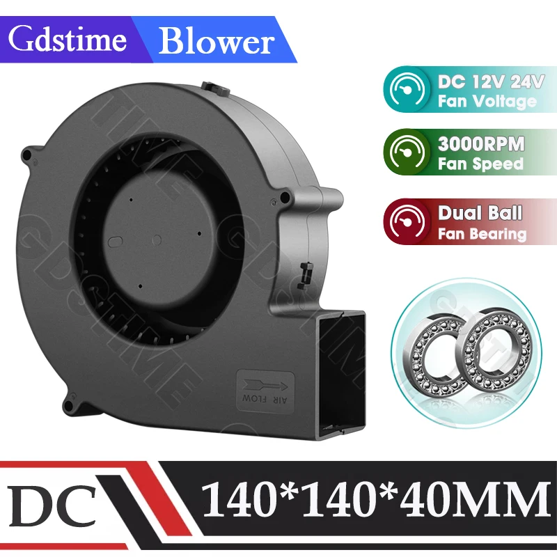 

Gdstime 140mm Fan 24V 12V 220V Fan 140MM*40MM Radial Fan 14040 Centrifugal Blower Fan 14cm Turbo Energy-Saving Compressor Fan