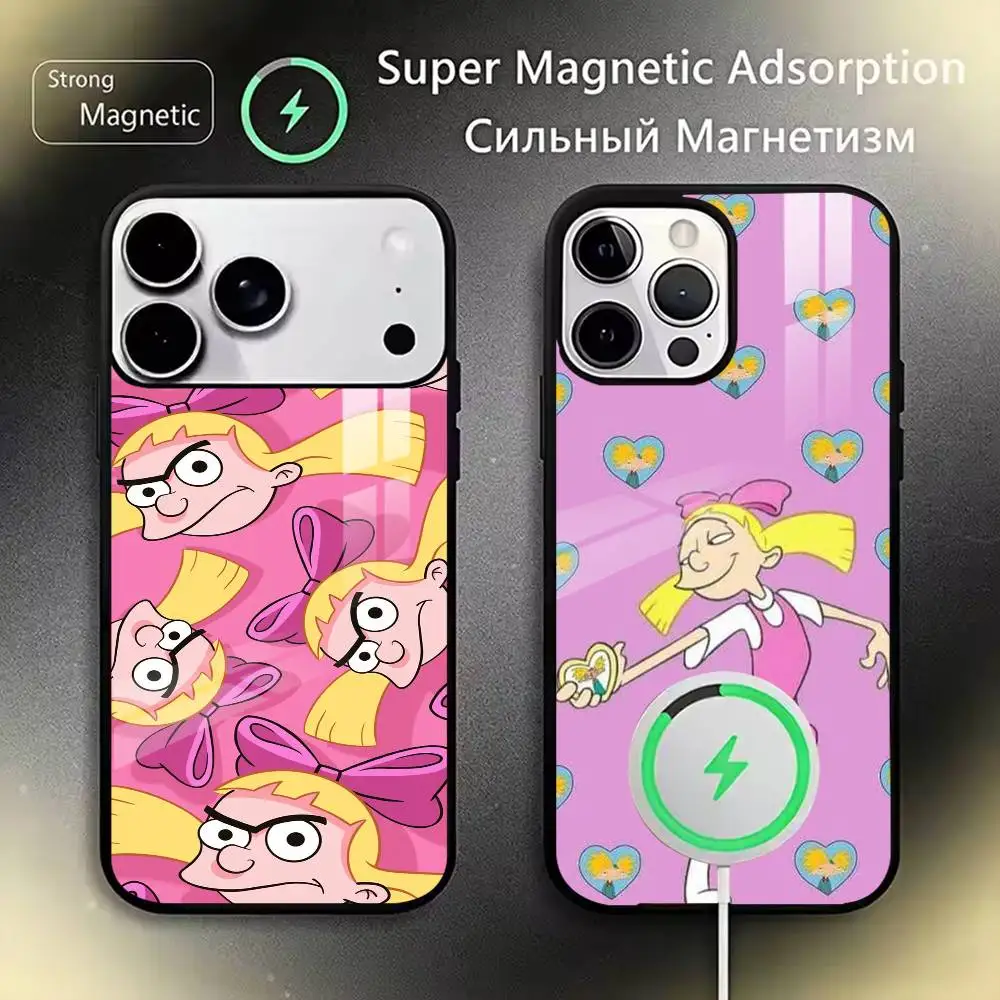 

Hey Arnold Helga Bonito Phone Case For iPhone17,16,15,14,13,12,11 Plus,Pro Magnetic with Magsafe Wireless Charging