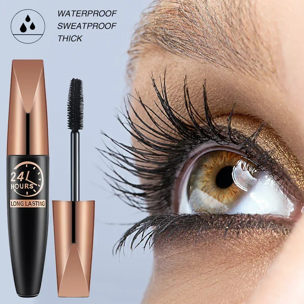 Waterproof Mascara Lengthens Anti-sweat Eyelashes Extension Black Silk Fiber Mascara Women Non-smudge Mascara Makeup Cosmetics