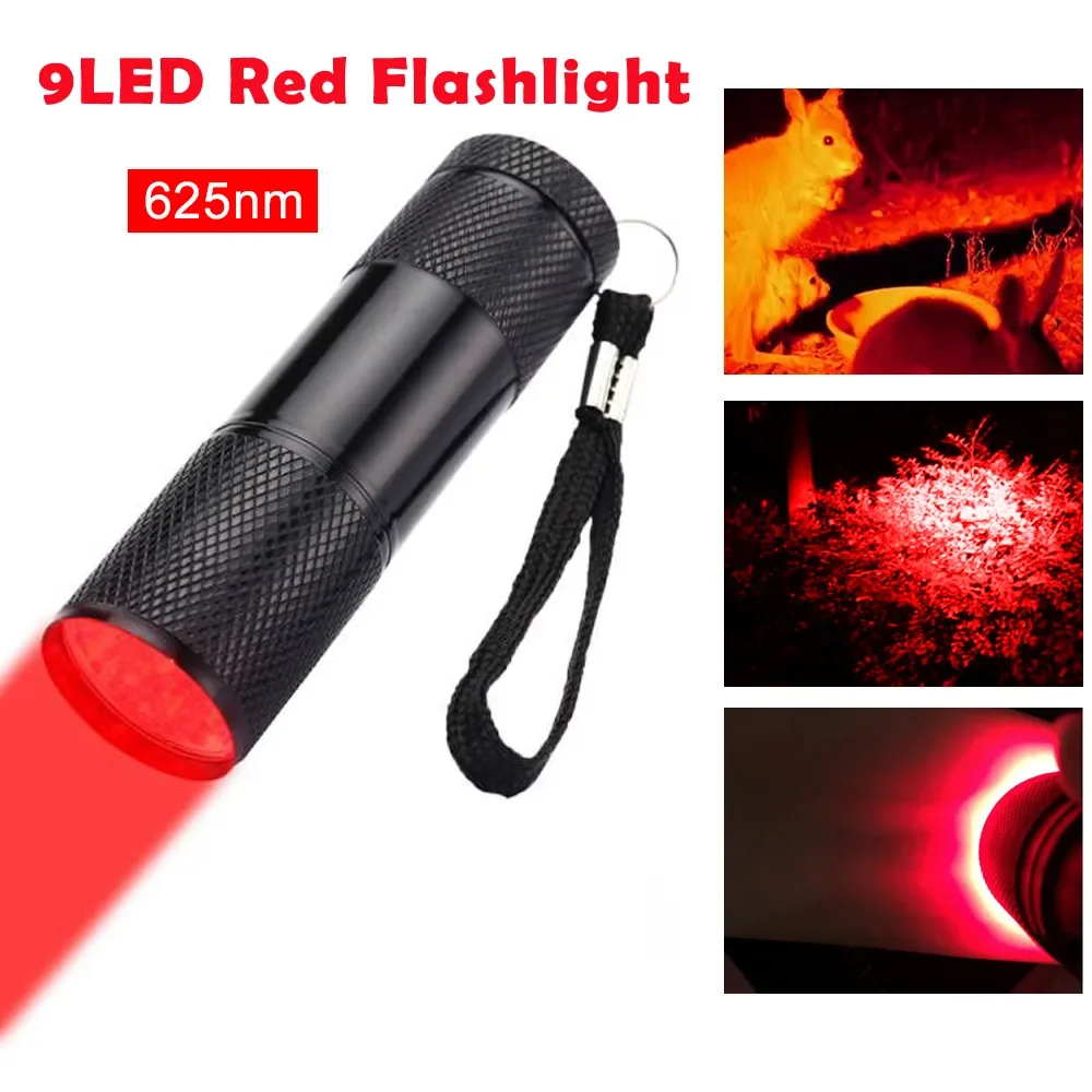 VASTFIRE Mini 9LED Red Flashlight 1Mode Nurses Caregiver Vein Imaging 625nm Vein Finder Torch Pocket Hunting Flashlight