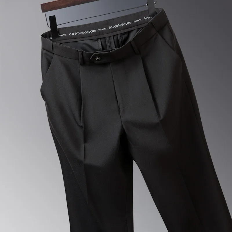 New Men's Suit Pants Business Smooth Slim Office Social Formal Pants Spring Summer Korean Style Solid Casual Pants Male Trousers