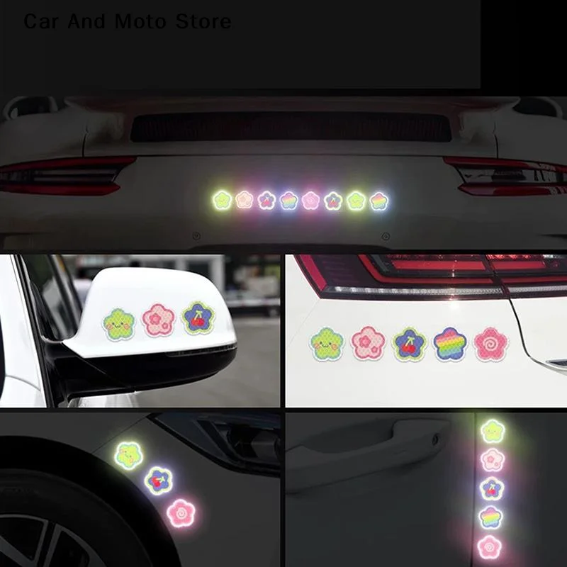 【CMO】5Pcs/Set Car Reflective Stickers Helmet Waterproof Decal Hearts Butterfly Stars Night Warning Sign Reflective Sticker