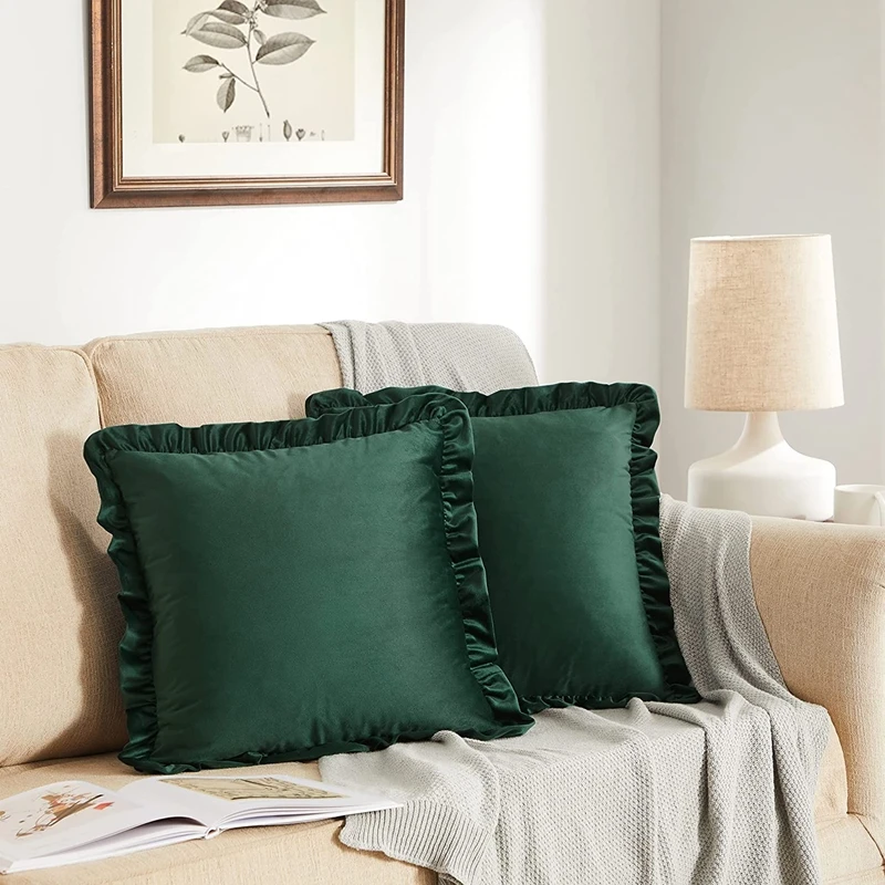 

Inyahome Pack of 2 Decorative Ruffle Velvet Cushion Cover for Couch Pillowcase 50x50cm 45x45cm 30x50cm Pillow Cover Home Decor