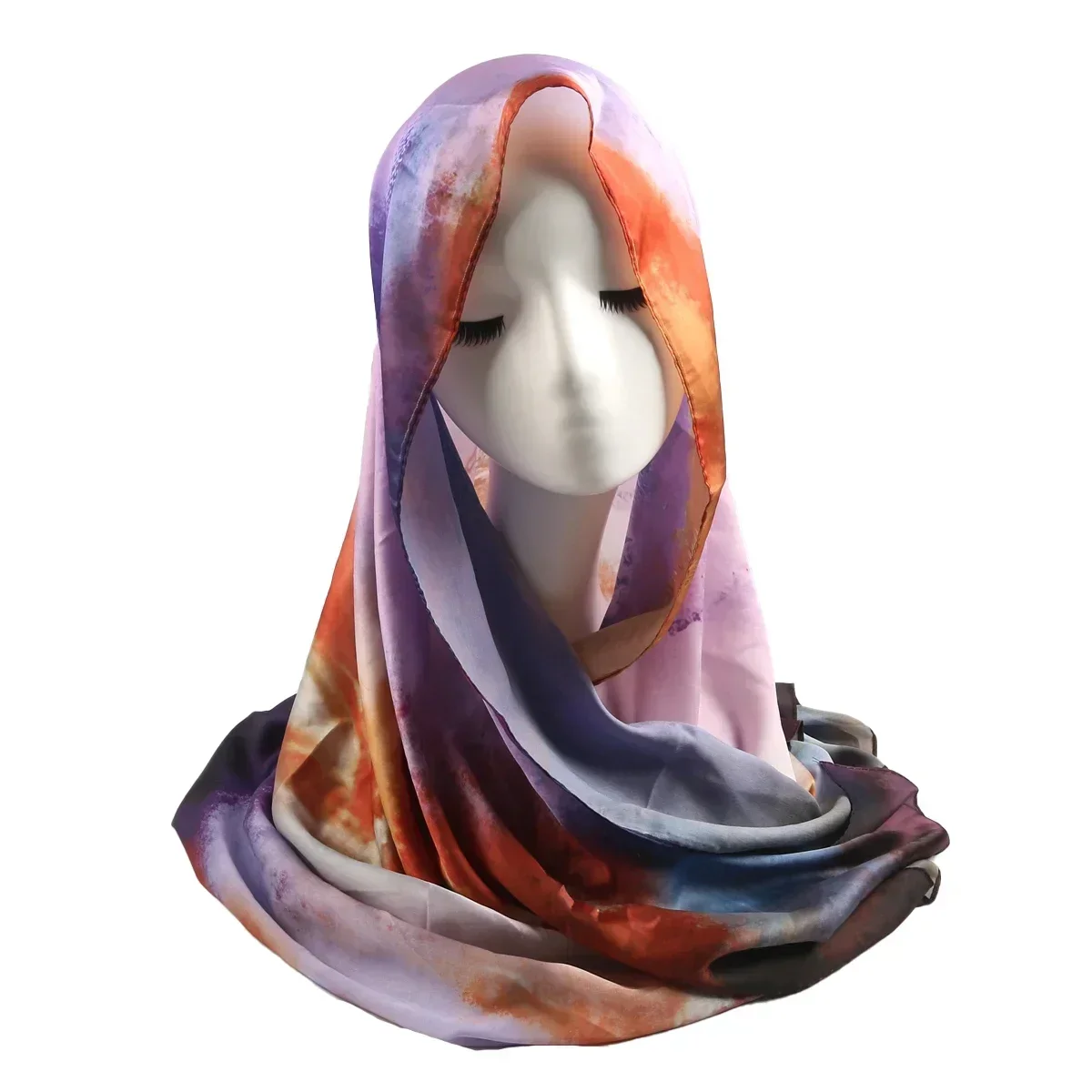 2024 New Max Luxe Silk Print  Hijab Muslim Premium Ombre Scarf Marble Water Print Shawl Hijab Scarves Women Shawl