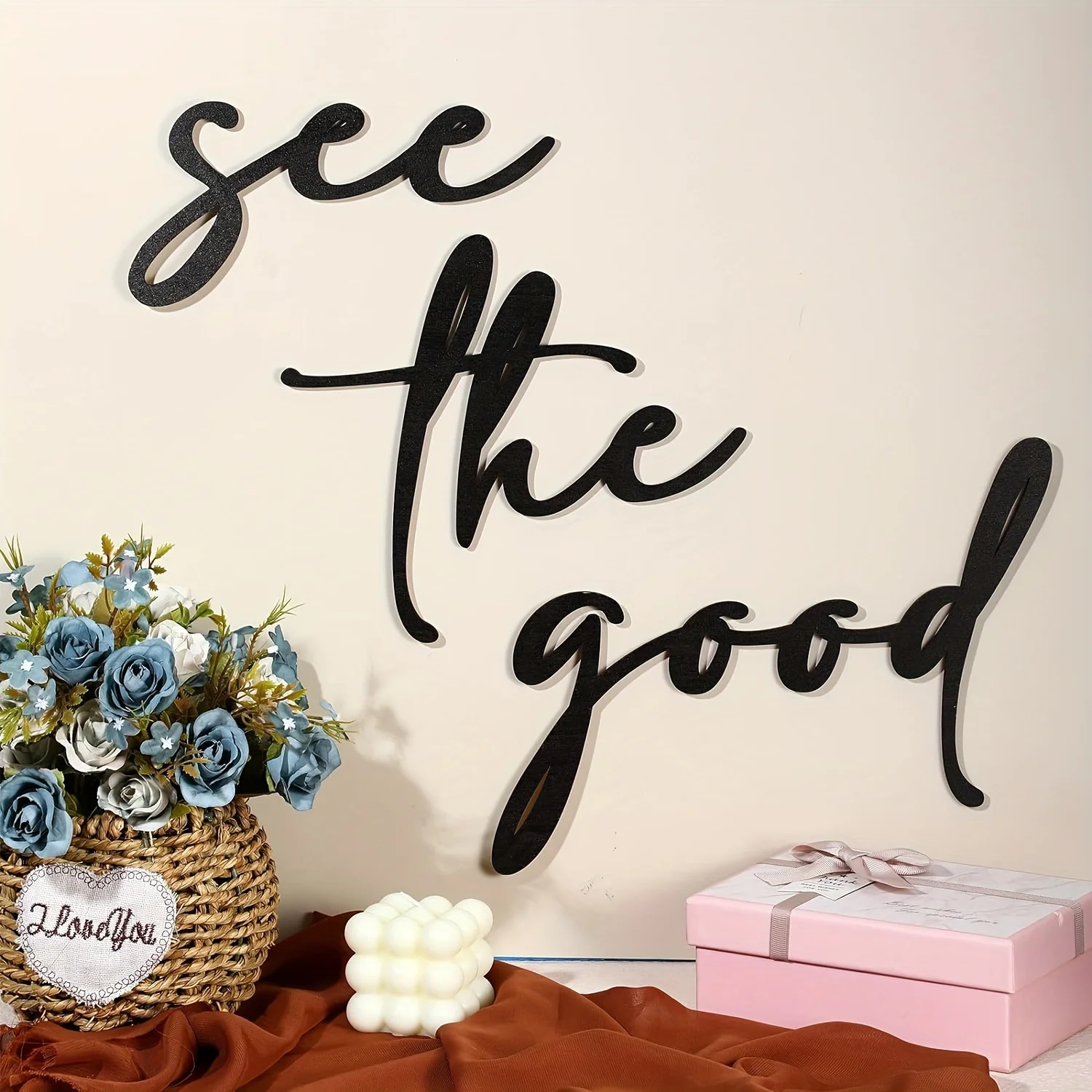 3pcs See the Good Wall Art Black Metal Wall Decor Rustic Metal Wall Art with Inspirational Boho Decorative Modern Kitchen