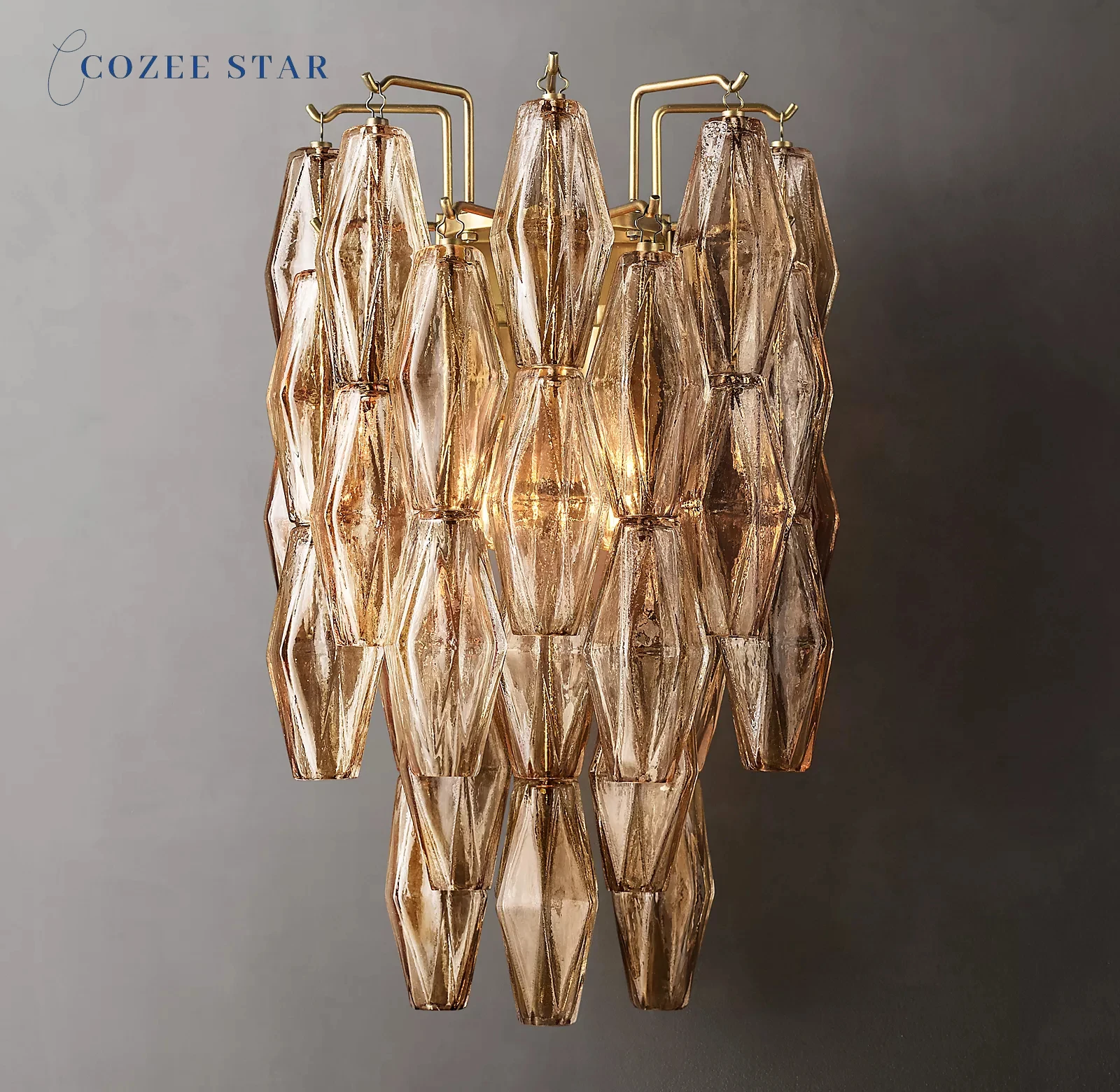 Chiara Clear Smoke Glass Sconce Modern LED Wall Lamps Lustre Living Dining Room Indoor Lighting Fixture