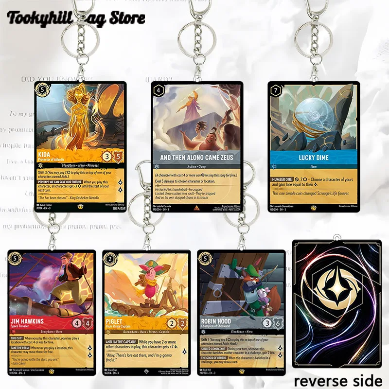 Lorcana Acrylic Keychain Trading Card Game Kida Cosplay Props Cosplay Props Tiny Valiant Captain Robin Hood Collectible Pendant