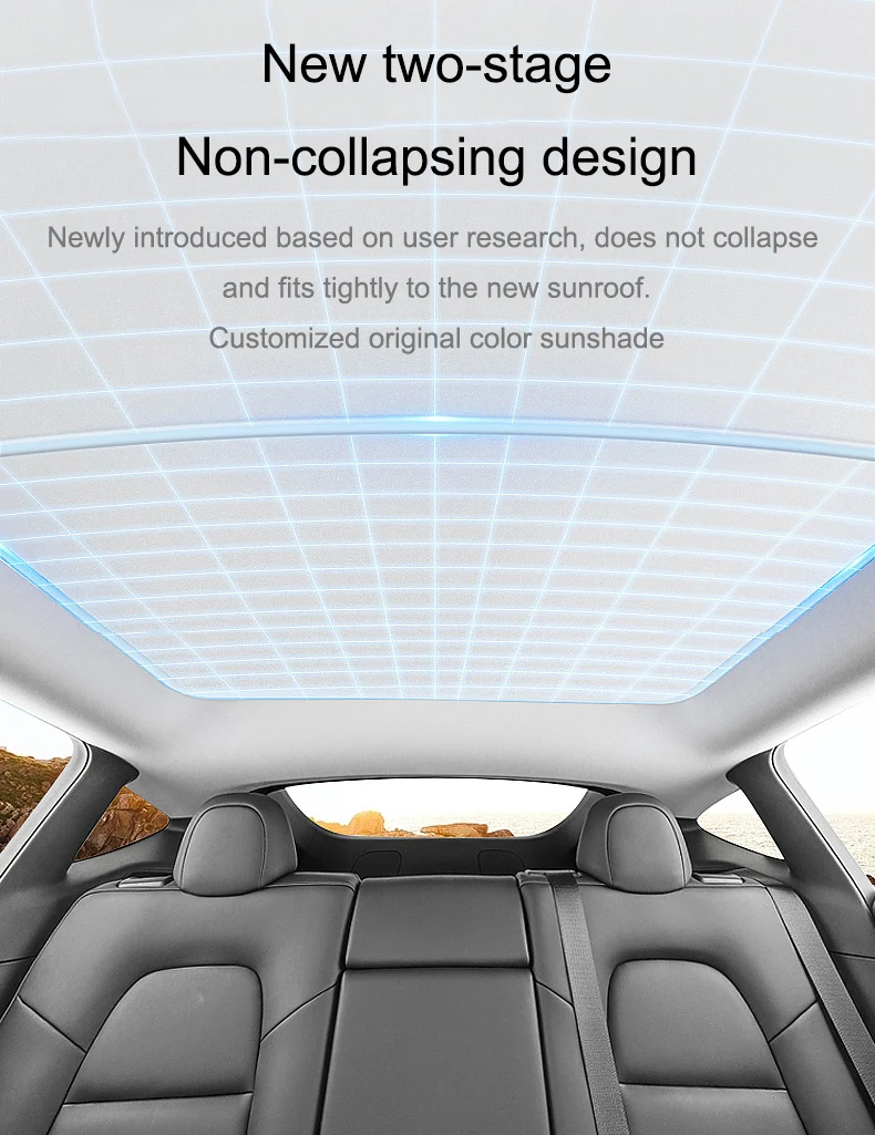 For Tesla Model Y 2021-2024 Car Sunroof Magnetic Sunshade Ice Cloth Buckle Sun Shades Glass Roof Front Rear Sunroof Accessories