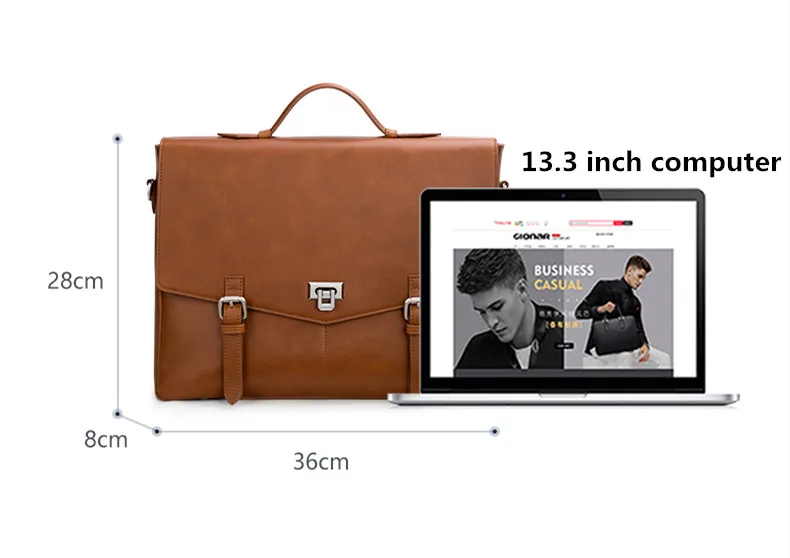 Maleta de couro de grande capacidade masculina, bolsa de negócios, advogada casual, bolsa de ombro para computador, bolsa mensageiro vintage oficial