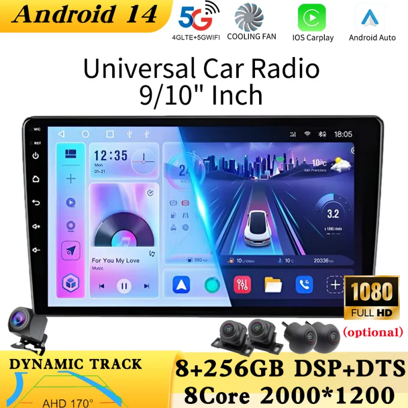 Universal Car Radio for Nissan Kia Honda Toyota VW Multimedia Video Player Carplay Auto GPS Navigaion Intelligent Systems NODvd