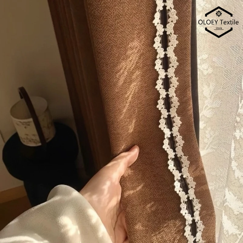 

Винтажные кашемировые шторы с французской мелодией, полные затемняющие роскошные шторы для гостиной, спальни, элитные шторы в стиле ретро