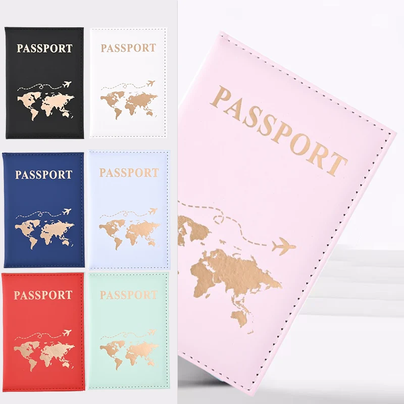 

Lover Pu Leather Passport Cover Case Bags Simple Plane Women Men Travel Passport Case Holder Fashion Wedding Gift Card Cover