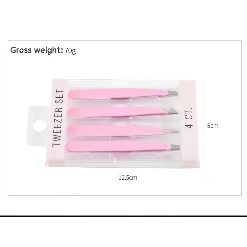 4Pcs Hair Removal Tweezers Stainless Steel Eyebrow Tweezers Slanted Tip Point Harmless Makeup Beauty Tools And Accessories