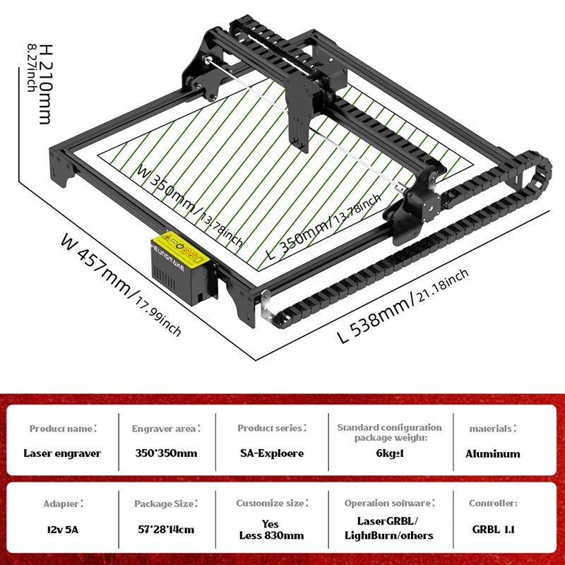 Laser Engraver Frame Only Grbl Controller Laser Cutting Machine For Wood  Printer Cutter Working Area 350*350Mm