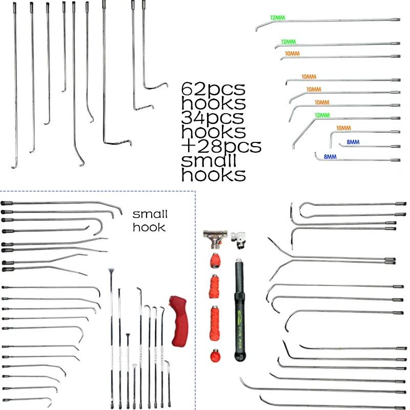 New Set of Quick-disassembly Complete 62 Hooks Lever Alloy Steel Multi-purpose Concave Repair Rods