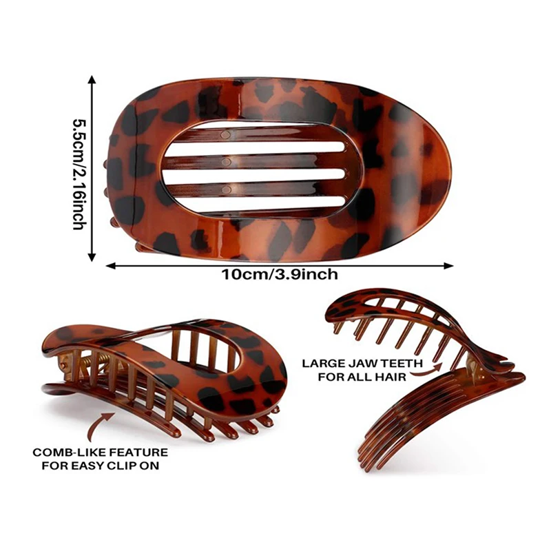 Hair Clips For Thick Hair Flat Claw Clips Strong Grip Bendable Teeth Comfortable Curved Design For All Hair Textures