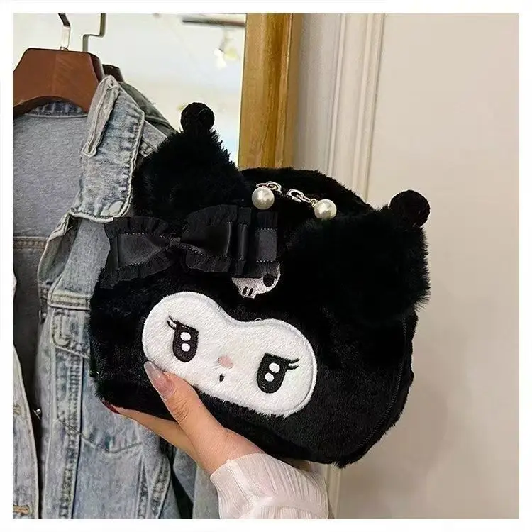 Sanrio Hellokitty  Authorized Polyester Plush Toy Pencil Case - Cute Cartoon Crossbody Shoulder Bag with Hanging Decoration