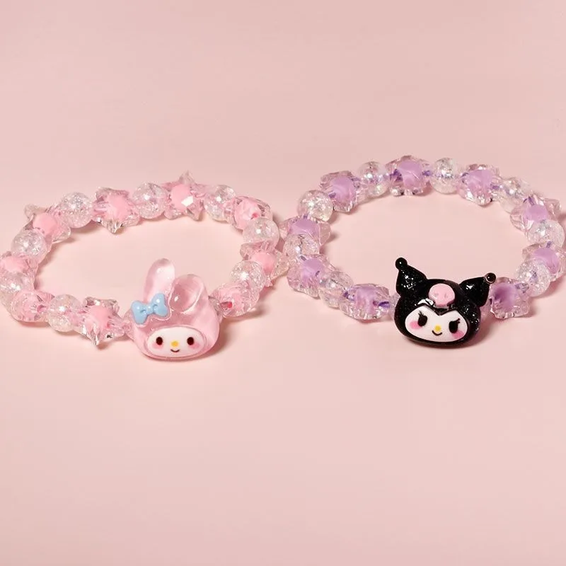 Sanrio Hello Kitty Kuromi My Melody Cartoon Anime Character Image Crystal Couple Bracelet Cute Girl Festival Birthday Gift